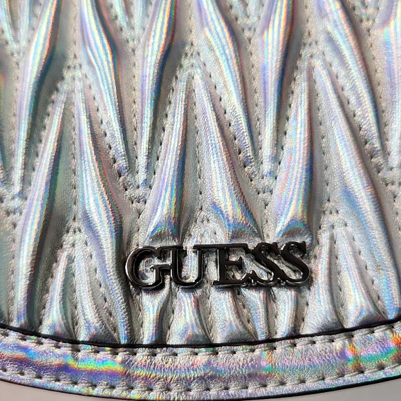 NEW! GUESS Metallic Silver Mini Shoulder Bag with Crossbody Strap - Picture 8 of 16